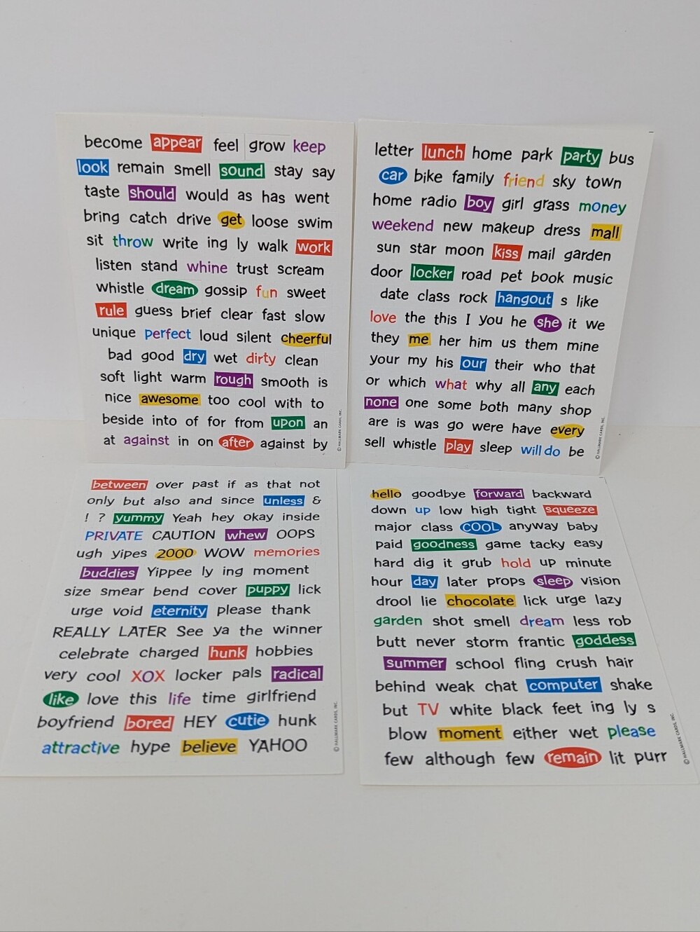 Hallmark Stickers Words Vintage